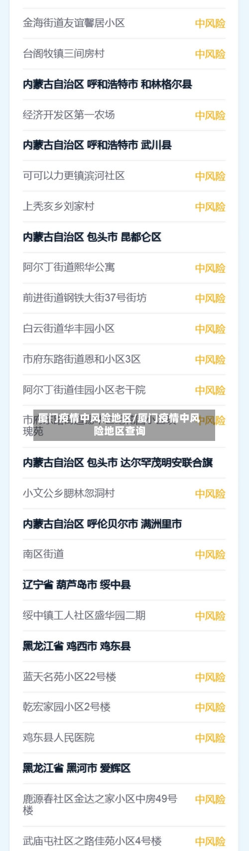 厦门疫情中风险地区/厦门疫情中风险地区查询-第1张图片