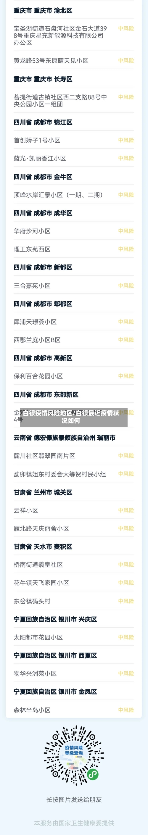 白银疫情风险地区/白银最近疫情状况如何-第2张图片
